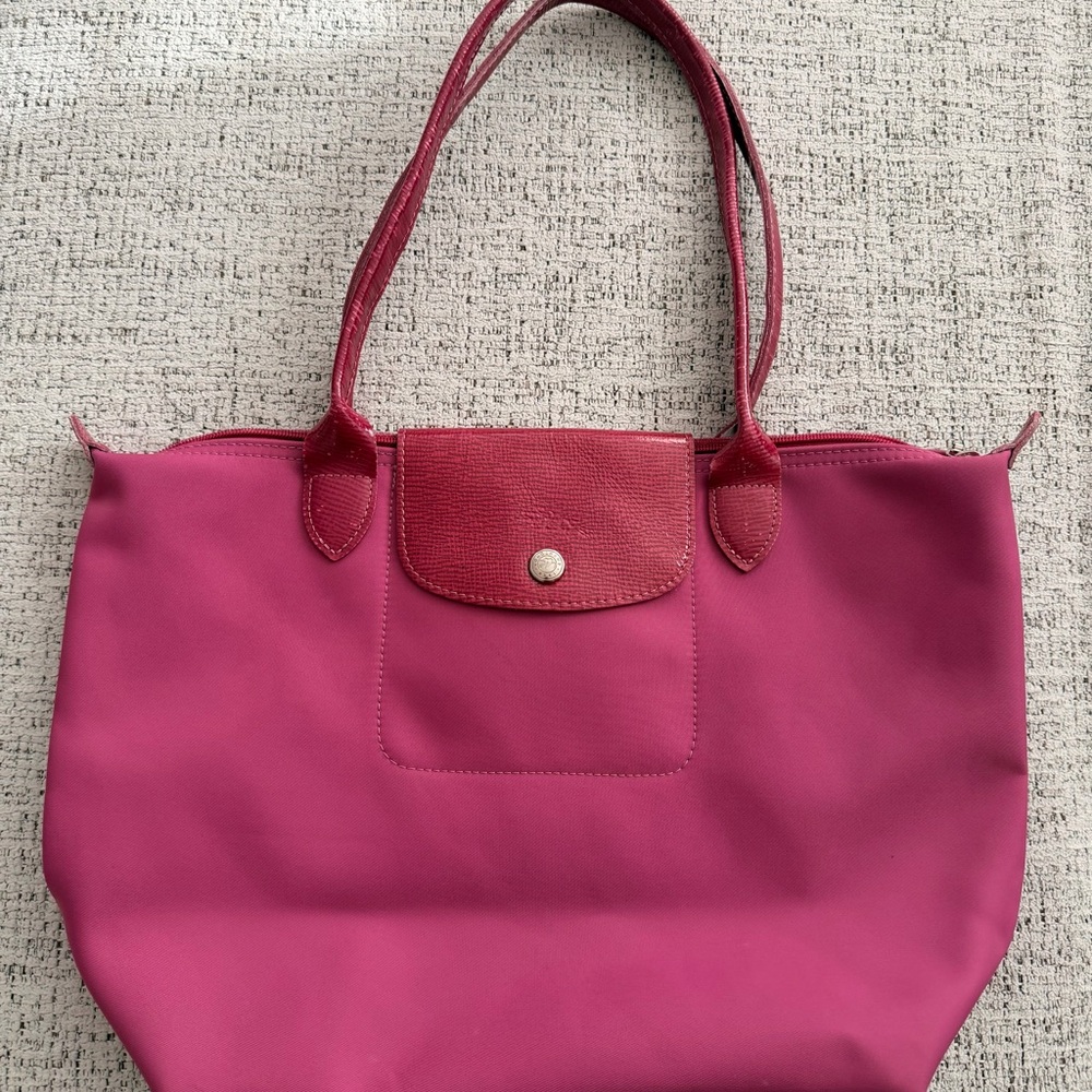 USED Longchamp Raspberry Tote Bag